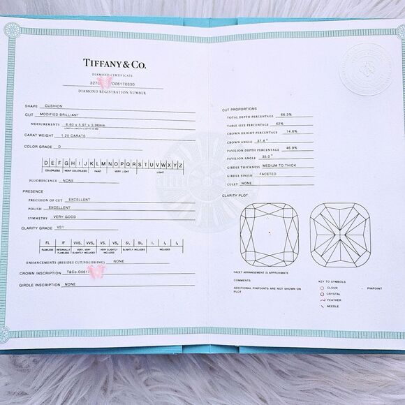 Tiffany & Co. Soleste Cushion Double Halo Diamond Engagement Ring 1.63 ct D VS1 - Picture 7 of 12